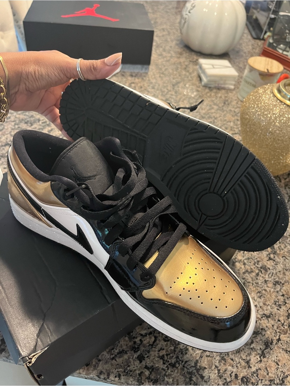 Nike Air Jordan 1 Low Black White Metallic Gold
